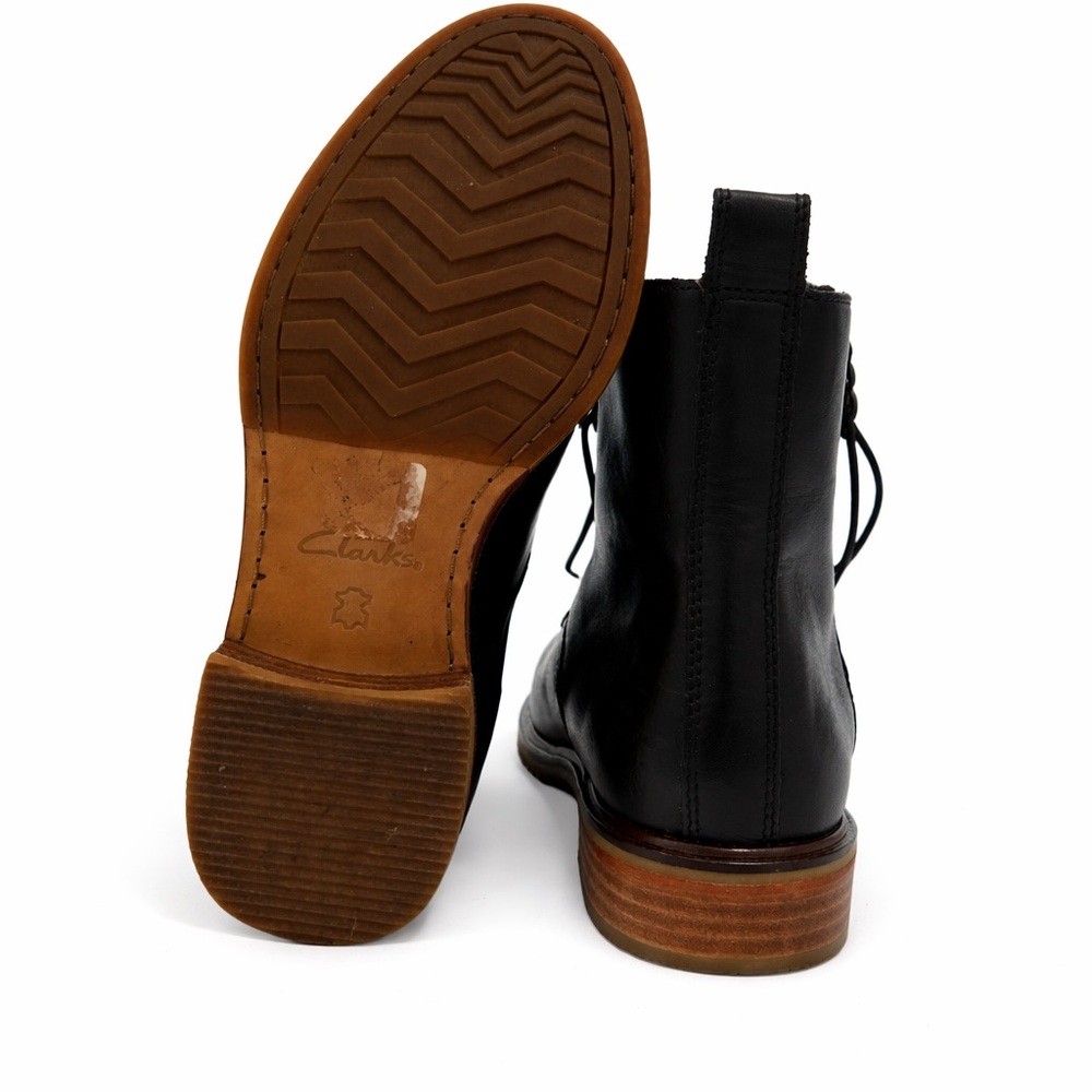 Clarks Black Lace Up Leather Boots - Picture 3 of 4